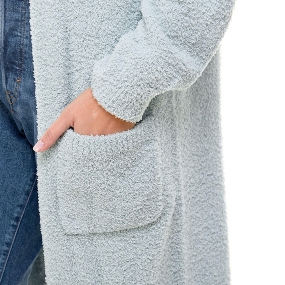Thread & Supply Soft Teddy duster Plush Cardigan Grey Mist XXL - Picture 3 of 9